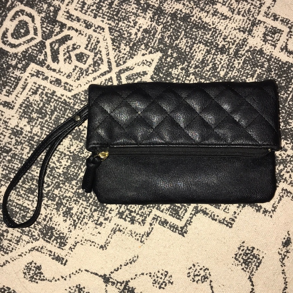 Faux tufted leather clutch with removable strap